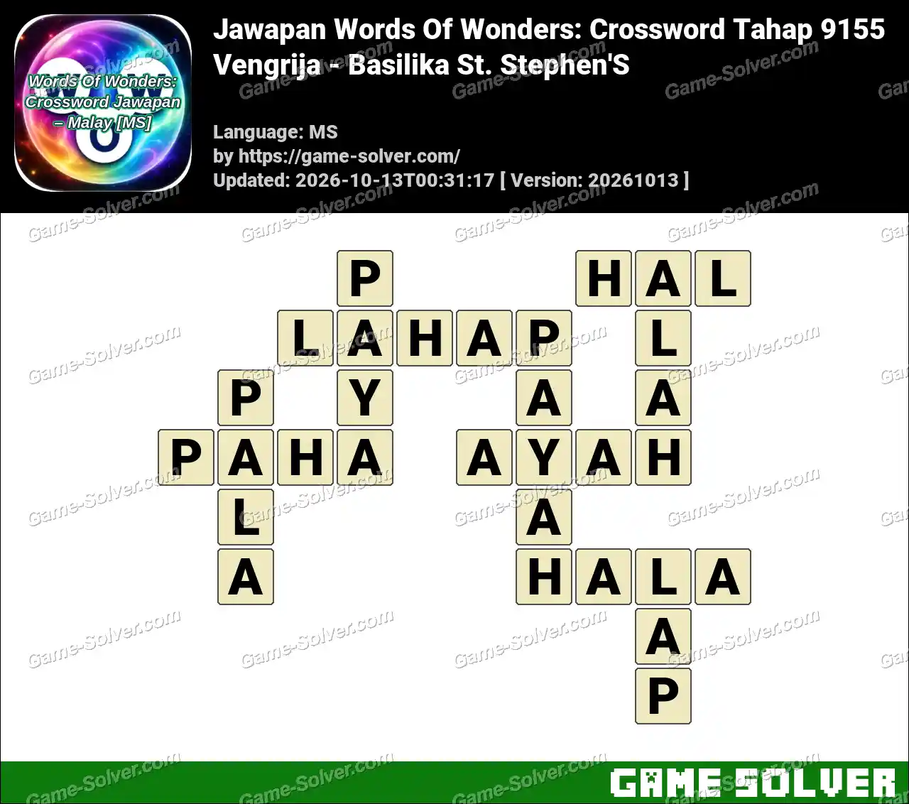Jawapan Words Of Wonders: Crossword Tahap 9155 – Vengrija – Basilika St. Stephen’S